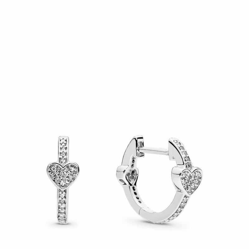 Pandora Alluring Hearts Hoop Earrings NZ, Sterling Silver (183624-KIC)